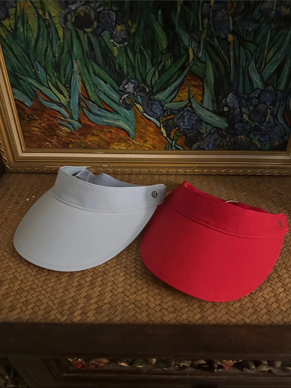 Lululemon Sun Visor Set in Light Blue and Red